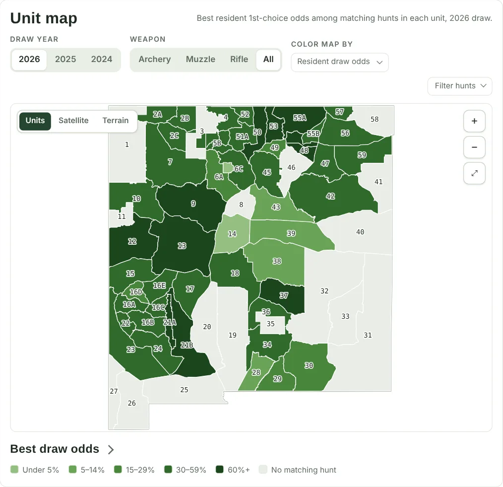 Unit Scout unit map with draw odds
